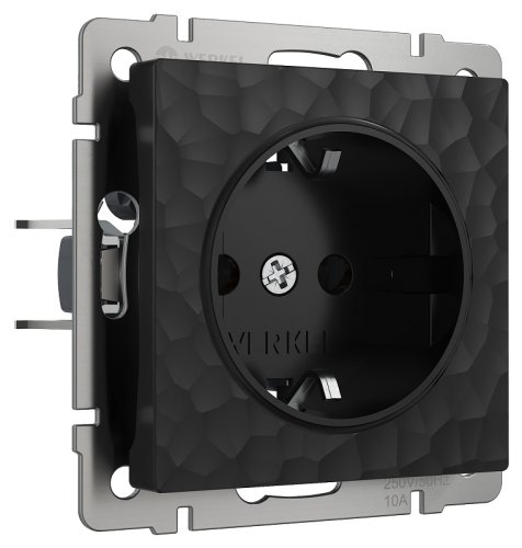 Розетка с заземлением без рамки Werkel Hammer 1-м. шторки черный фото Розетка с заземлением без рамки Werkel Hammer 1-м. шторки черный картинка